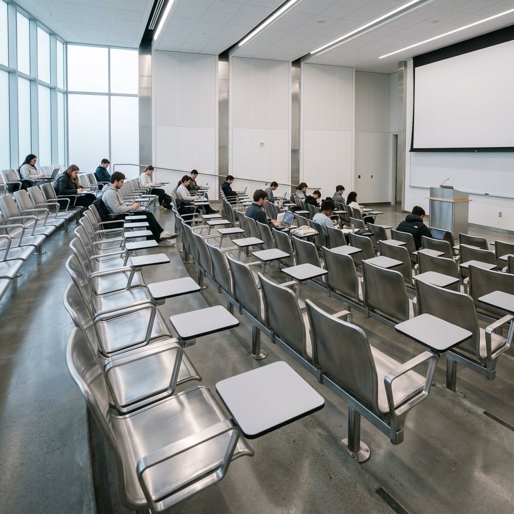 Steel classroom desks and chairs for educational institutions